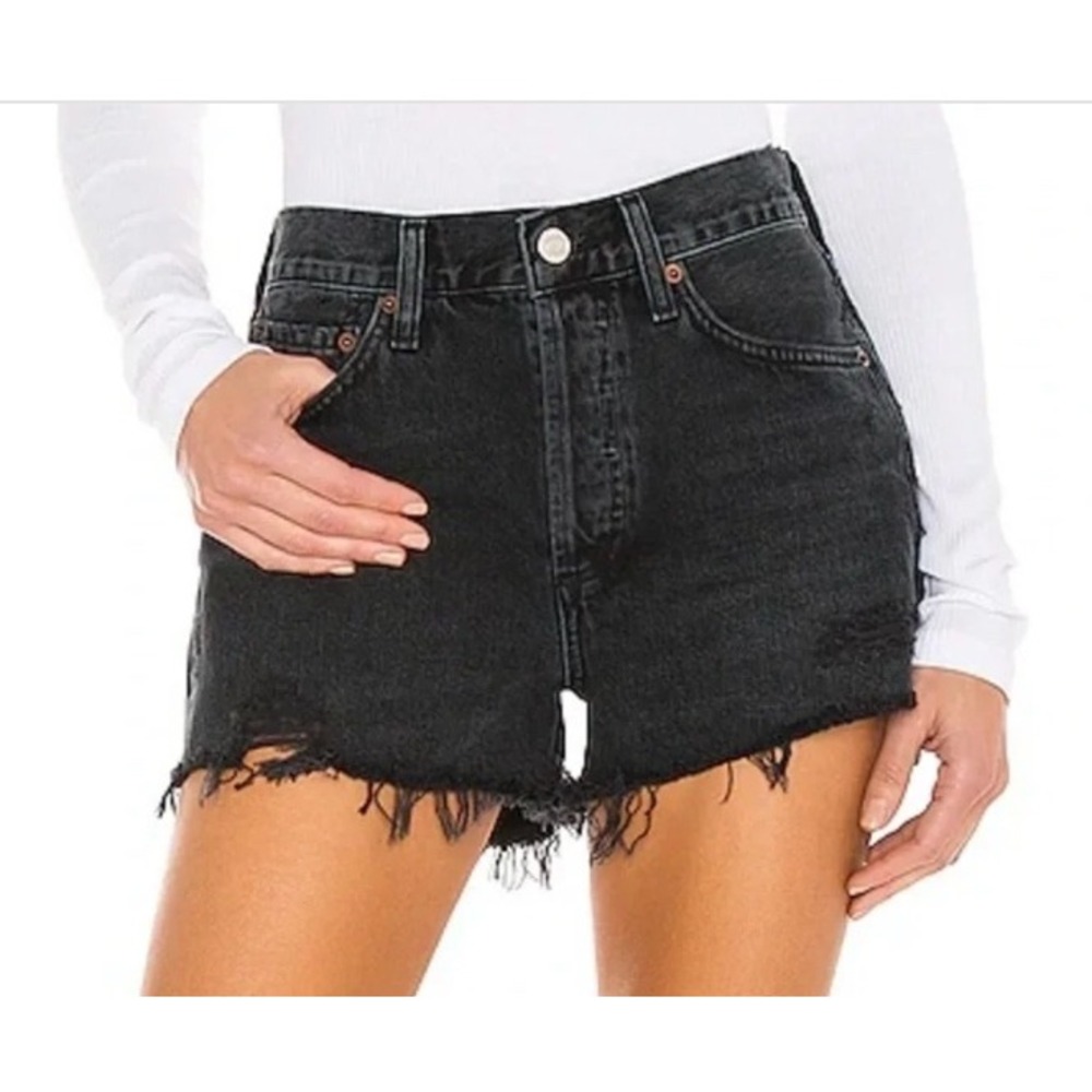 AGOLDE Faded Black Wash PARKER CUT-OFF DENIM SHORTS Button-Fly 100% Cotton SZ 27